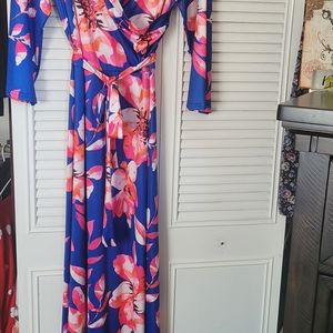 Faux wrap maxi floral dress